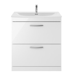 Athena 800mm Freestanding Vanity With Curved Basin - Gloss White