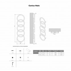 Carisa Halo Brushed Stainless Steel Designer Towel Rail - 400 x 930mm - Technical Drawing