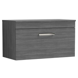 Athena 800mm Wall Hung Cabinet & Worktop - Anthracite Woodgrain