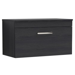 Athena 800mm Wall Hung Cabinet & Worktop - Charcoal Black Woodgrain