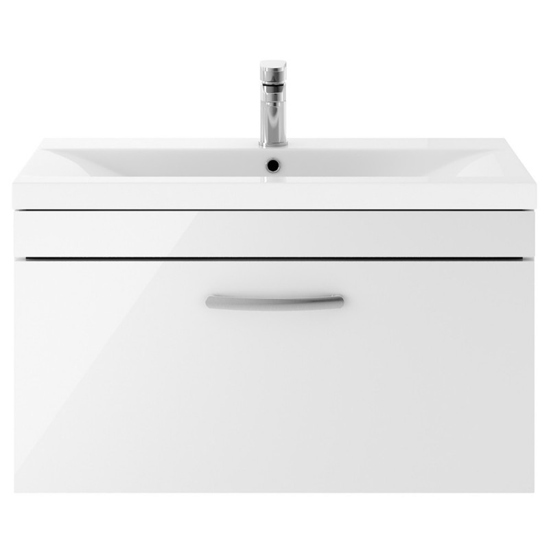 Athena 800mm Wall Hung Cabinet & Mid-Edge Basin - Gloss White Athena 800mm Wall Hung Cabinet & Mid-Edge Basin - Gloss White
