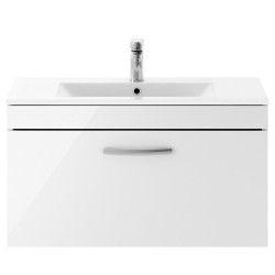 Athena 800mm Wall Hung Cabinet & Minimalist Basin - Gloss White