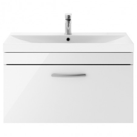 Athena 800mm Wall Hung Vanity With Thin-Edge Basin Single Drawer - Gloss White