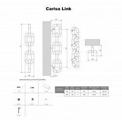 Carisa Link Brushed Stainless Steel Designer Towel Rail - 240 x 830mm - Technical Drawing
