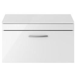 Athena 800mm Wall Hung Cabinet & Worktop - Gloss White