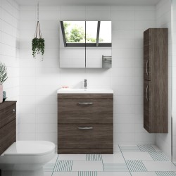 Athena 800mm Wall Hung Cabinet & Mid-Edge Basin - Anthracite Woodgrain - Insitu