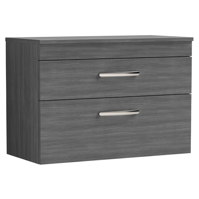 Athena 800mm Wall Hung Cabinet & Worktop - Anthracite Woodgrain Athena 800mm Wall Hung Cabinet & Worktop - Anthracite Woodgrain