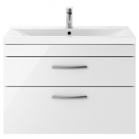 Athena 800mm Wall Hung Cabinet & Mid-Edge Basin - Gloss White