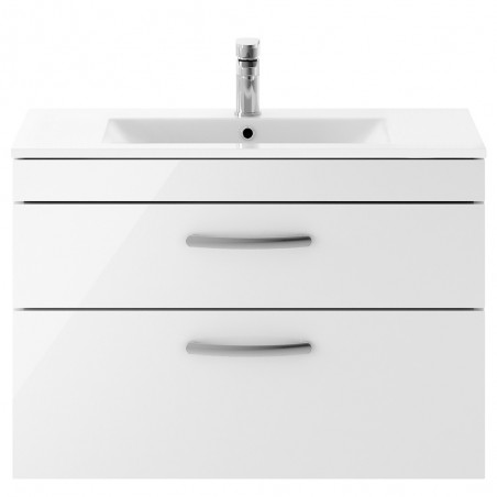 Athena 800mm Wall Hung Cabinet & Minimalist Basin - Gloss White