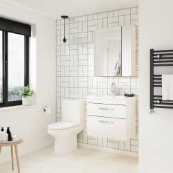 Athena 800mm Wall Hung Cabinet & Minimalist Basin - Gloss White - Insitu