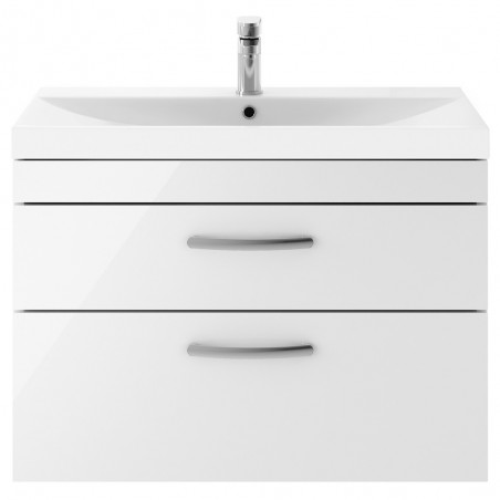 Athena 800mm Wall Hung Vanity With Thin-Edge Basin 2 Drawers - Gloss White