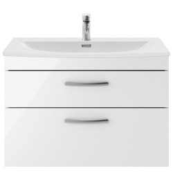 Athena 800mm Wall Hung Vanity With Curved Basin - Gloss White