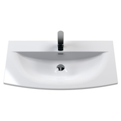 Athena 800mm Wall Hung Vanity With Curved Basin - Gloss White - Insitu