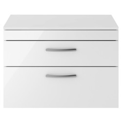 Athena 800mm Wall Hung Cabinet & Worktop - Gloss White