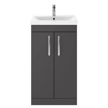 Athena 500mm Freestanding Cabinet & Mid-Edge Basin - Gloss Grey
