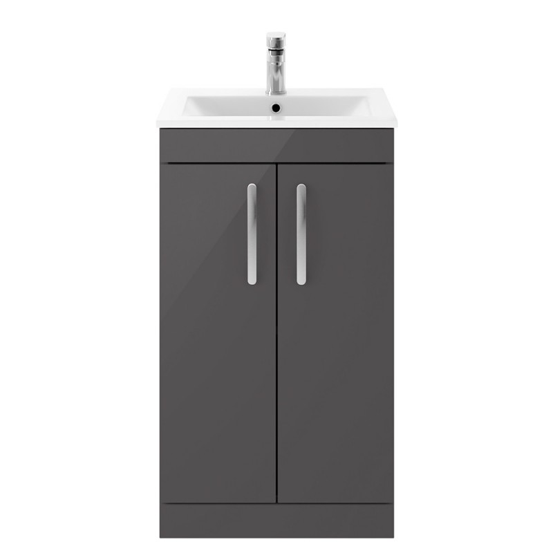 Athena 500mm Freestanding Cabinet & Minimalist Basin - Gloss Grey Athena 500mm Freestanding Cabinet & Minimalist Basin - Gloss Grey