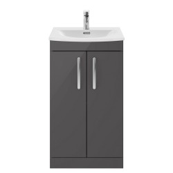 Athena 500mm Freestanding Cabinet With Curved Basin - Gloss Grey