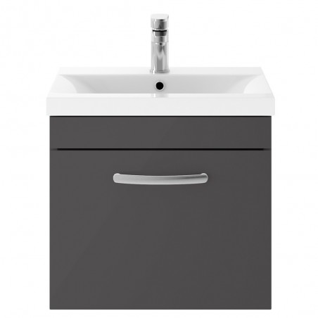 Athena 500mm Wall Hung Cabinet & Mid-Edge Basin - Gloss Grey