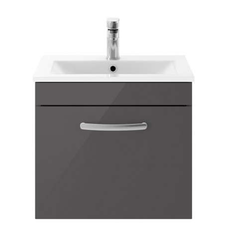 Athena 500mm Wall Hung Cabinet & Minimalist Basin - Gloss Grey