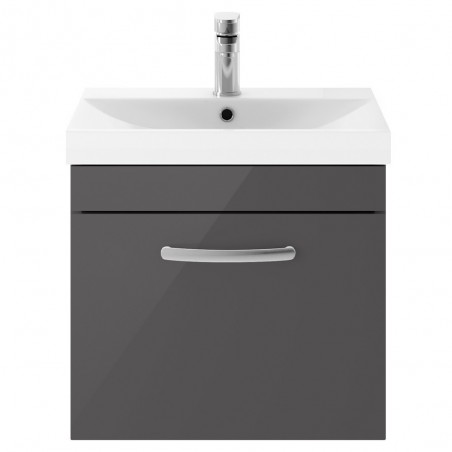 Athena 500mm Wall Hung Cabinet & Thin-Edge Basin - Gloss Grey