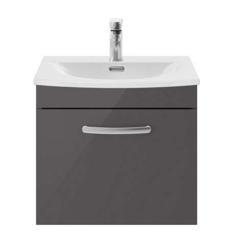 Athena 500mm Wall Hung Cabinet With Curved Basin - Gloss Grey