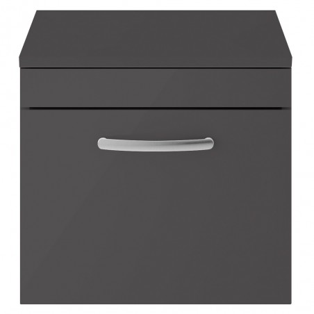 Athena 500mm Wall Hung Cabinet & Worktop - Gloss Grey