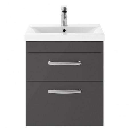 Athena 500mm Wall Hung Cabinet & Mid-Edge Basin - Gloss Grey