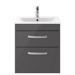 Athena 500mm Wall Hung Cabinet & Minimalist Basin - Gloss Grey