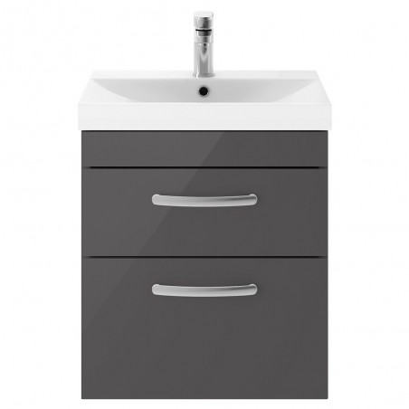 Athena 500mm Wall Hung Cabinet & Thin-Edge Basin - Gloss Grey