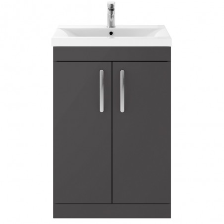 Athena 500mm Freestanding Cabinet & Mid-Edge Basin - Gloss Grey