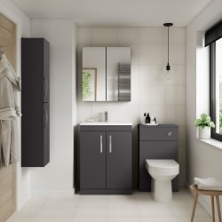 Athena 500mm Freestanding Cabinet & Minimalist Basin - Gloss Grey - Insitu