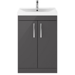 Athena 600mm Freestanding Cabinet & Thin-Edge Basin - Gloss Grey