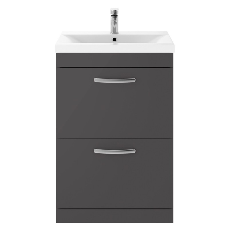 Athena 500mm Freestanding Cabinet & Mid-Edge Basin - Gloss Grey Athena 500mm Freestanding Cabinet & Mid-Edge Basin - Gloss Grey