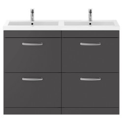 Athena 1200mm Freestanding Cabinet & Twin Polymarble Basin - Gloss Grey