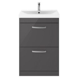 Athena 600mm Freestanding Cabinet & Thin-Edge Basin - Gloss Grey
