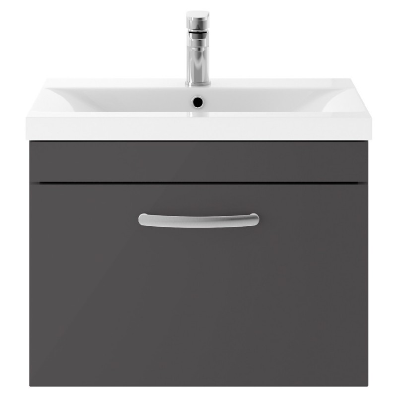 Athena 600mm Wall Hung Cabinet & Mid-Edge Basin - Gloss Grey Athena 600mm Wall Hung Cabinet & Mid-Edge Basin - Gloss Grey