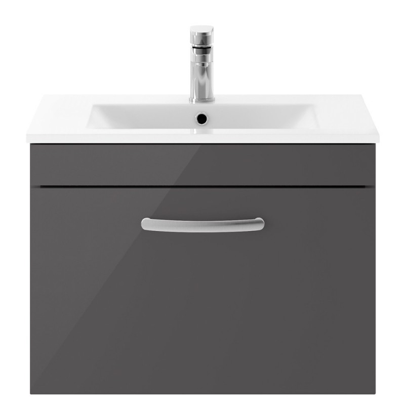 Athena 600mm Wall Hung Cabinet & Minimalist Basin - Gloss Grey Athena 600mm Wall Hung Cabinet & Minimalist Basin - Gloss Grey