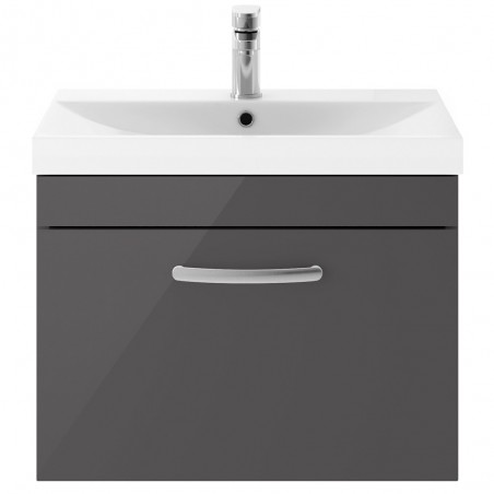 Athena 600mm Wall Hung Cabinet & Thin-Edge Basin - Gloss Grey