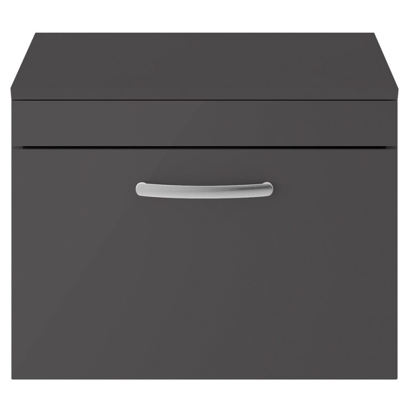 Athena 600mm Wall Hung Cabinet & Worktop - Gloss Grey