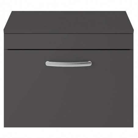 Athena 600mm Wall Hung Cabinet & Worktop - Gloss Grey