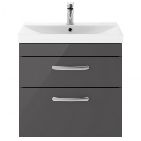 Athena 600mm Wall Hung Cabinet & Thin-Edge Basin - Gloss Grey