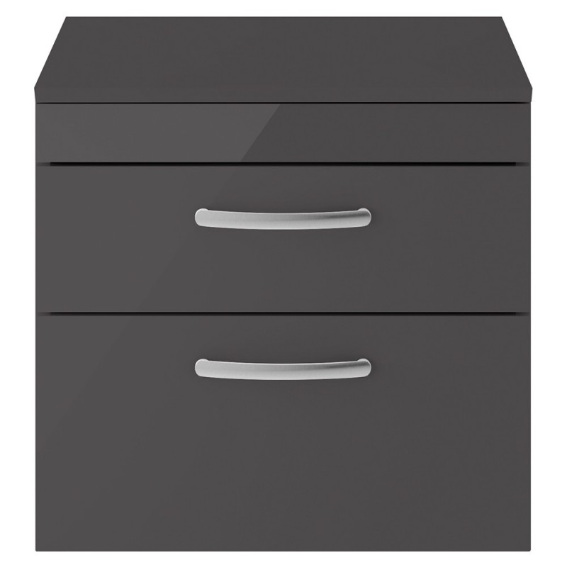 Athena 600mm Wall Hung Cabinet & Worktop - Gloss Grey