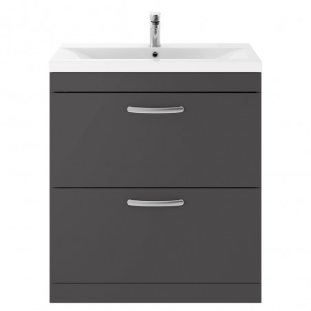 Athena 500mm Freestanding Cabinet & Mid-Edge Basin - Gloss Grey