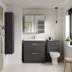 Athena 500mm Freestanding Cabinet & Mid-Edge Basin - Gloss Grey - Insitu
