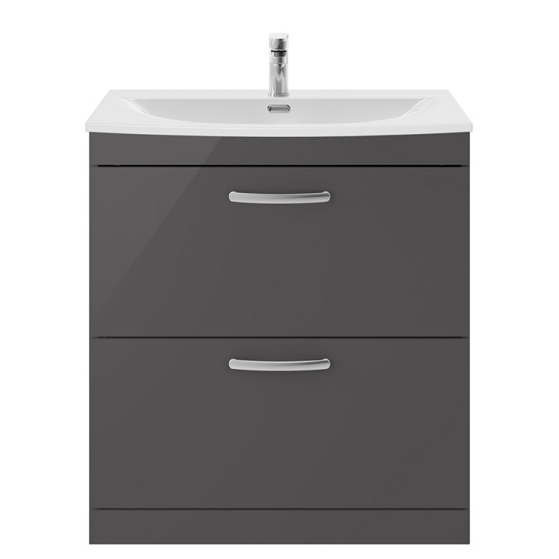 Athena 800mm Freestanding Cabinet With Curved Basin - Gloss Grey Athena 800mm Freestanding Cabinet With Curved Basin - Gloss Grey