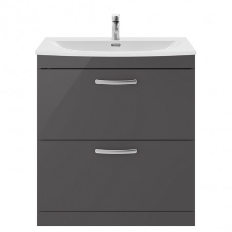 Athena 800mm Freestanding Cabinet With Curved Basin - Gloss Grey