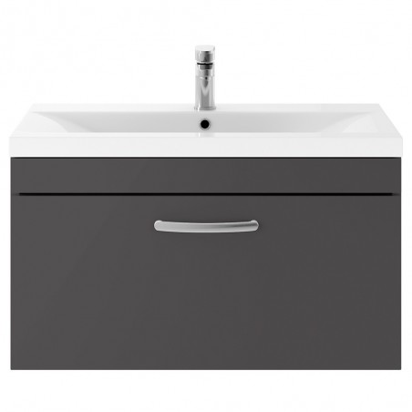 Athena 800mm Wall Hung Cabinet & Mid-Edge Basin - Gloss Grey