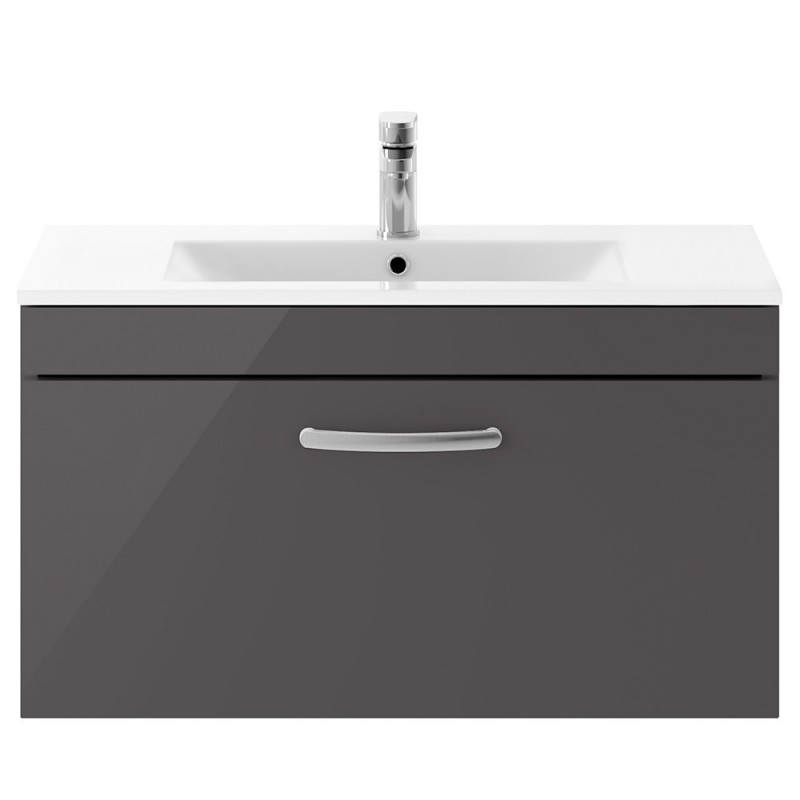 Athena 800mm Wall Hung Cabinet & Minimalist Basin - Gloss Grey Athena 800mm Wall Hung Cabinet & Minimalist Basin - Gloss Grey