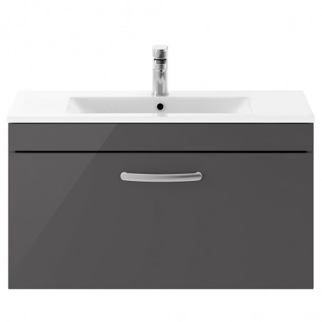 Athena 800mm Wall Hung Cabinet & Minimalist Basin - Gloss Grey