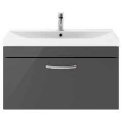 Athena 800mm Wall Hung Cabinet & Thin-Edge Basin - Gloss Grey